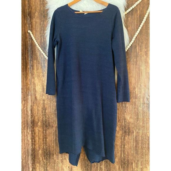 Moth | Soft Knit Navy Wrap Sweater Dress - Picture 1 of 7